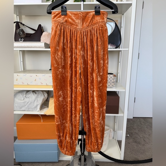 Urban Outfitters Pants - Urban Outfitters Crushed Velvet Joggers in Burnt Orange